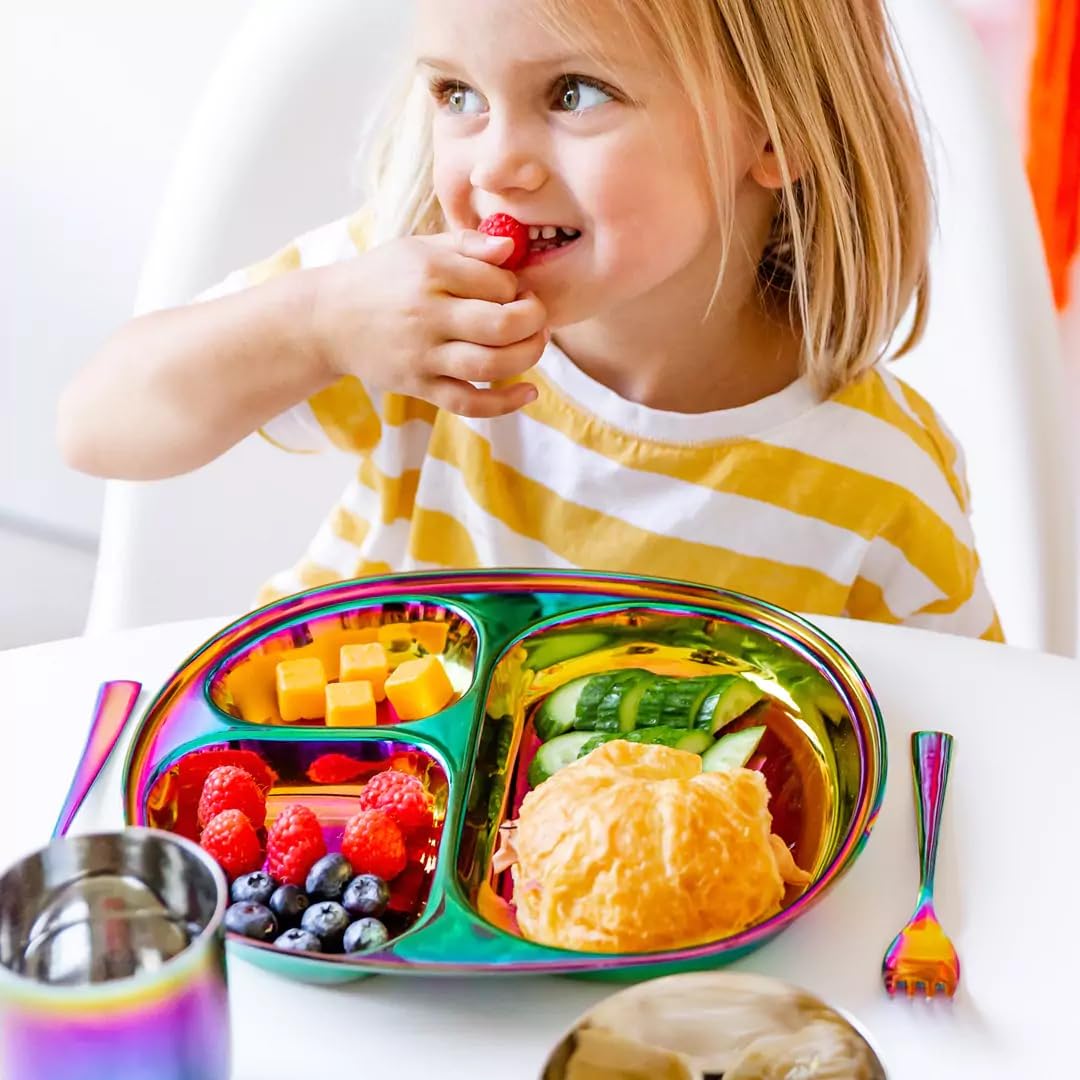 Steel Kids Dinnerware Set - 5 Piece Stainless Steel Toddle