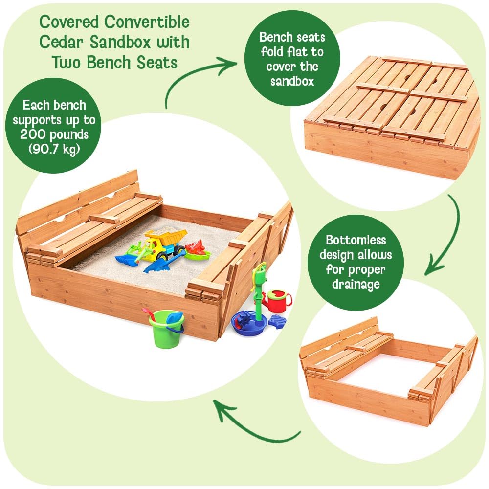 Cedar Sandbox with Convertible Bench Cover