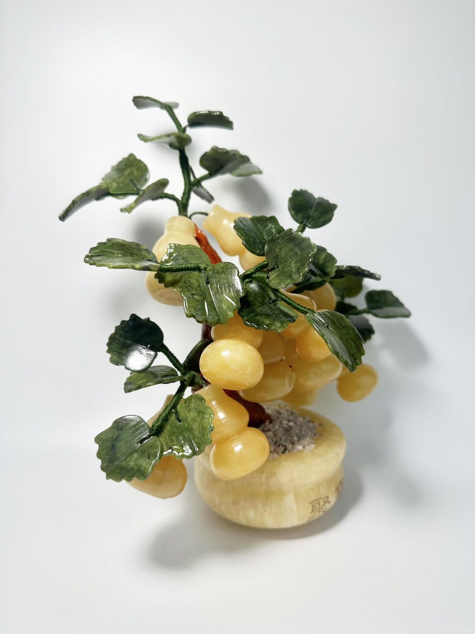 Feng Shui Yellow Jade Gourd Money Tree 12.6" High