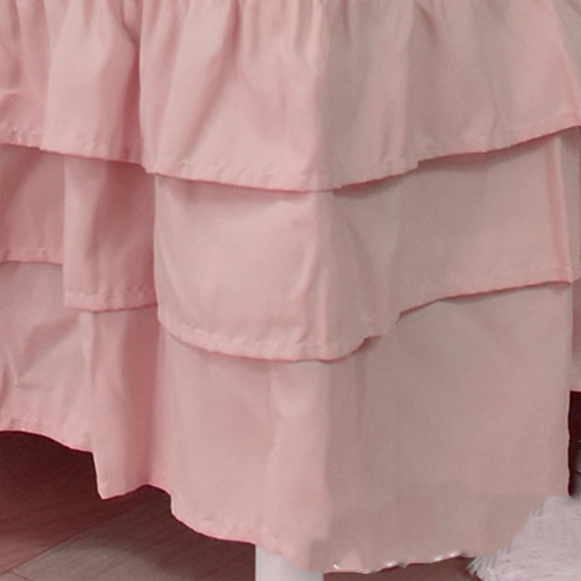 Ruffled Crib Bed Skirt: 3 Tiered Ruffled Crib Skirt Baby Girl Nursery Toddler Bedding Dust Ruffle, 17.7" Deep Drop- Fits Standard Cribs,28"x 52" (Pink)