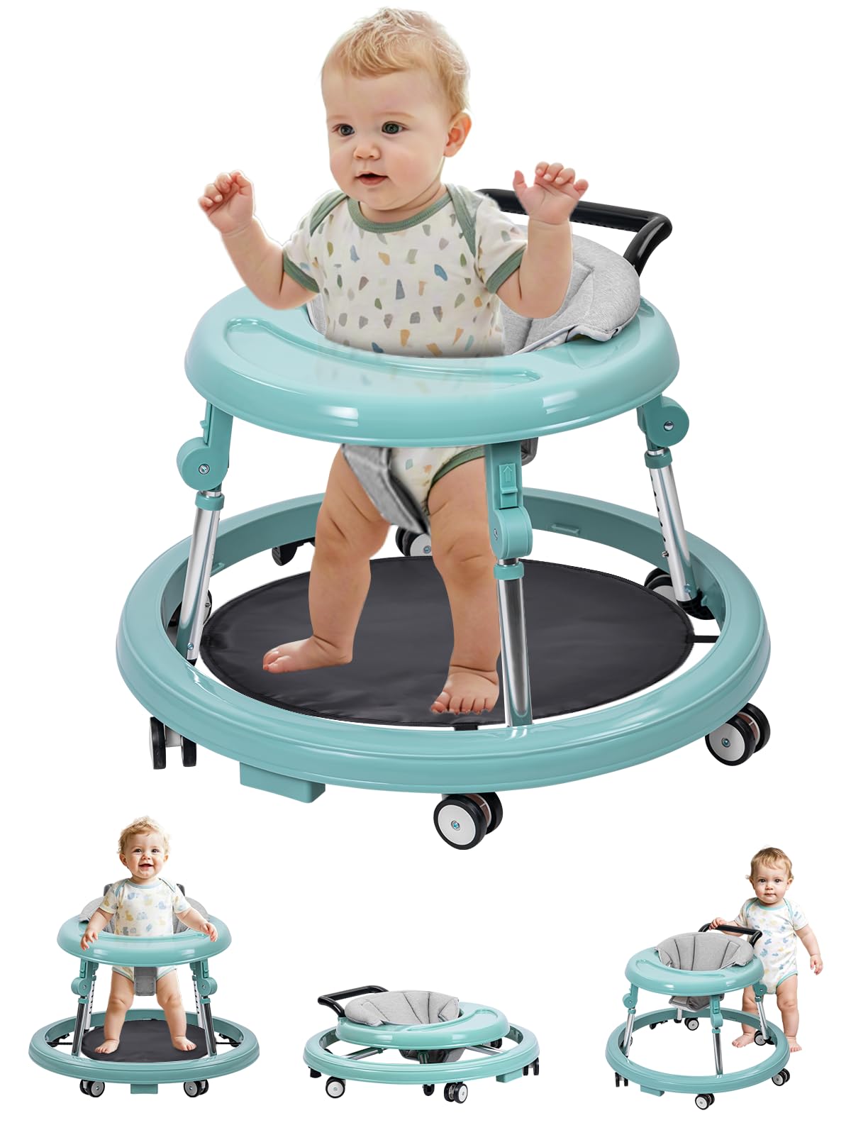 Baby Walker with Wheels: Adjustable Height & Foldable Design