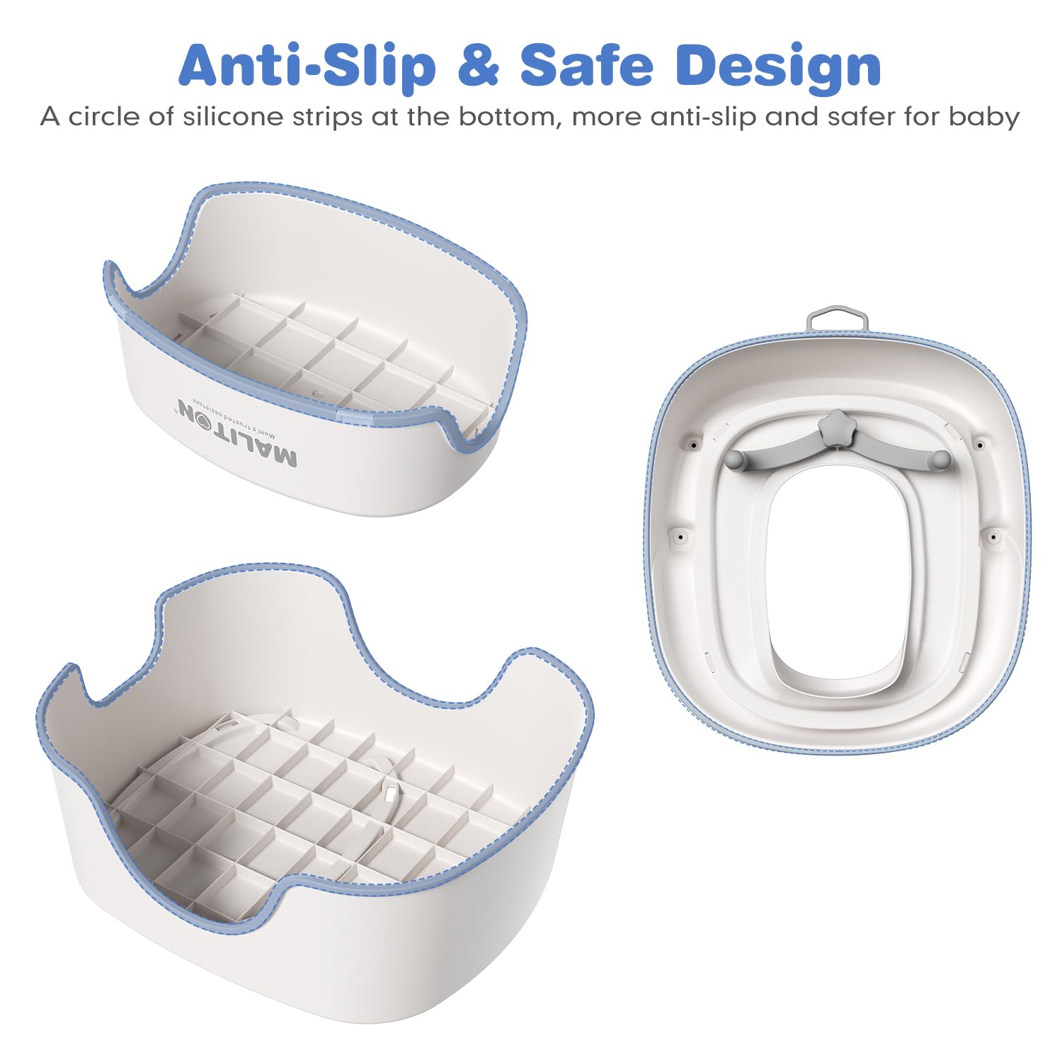 Maliton Baby Potty Training Seat with Step Stool, Toddler Toilet Seat for Boys Girls, Anti-Slip Toddler Stool for Bathroom, Kitchen, Toilet Potty Training Set(One Potty Seat+Two Step Stool for Kids)