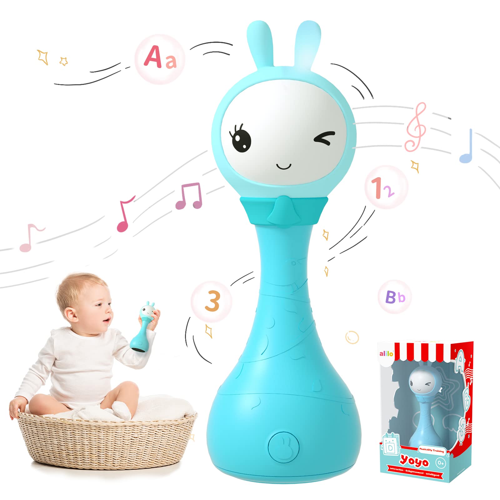 Yoyo Talking Bunny Baby Singing Musical Rattle, Mimicking Toys Repeats What You Say