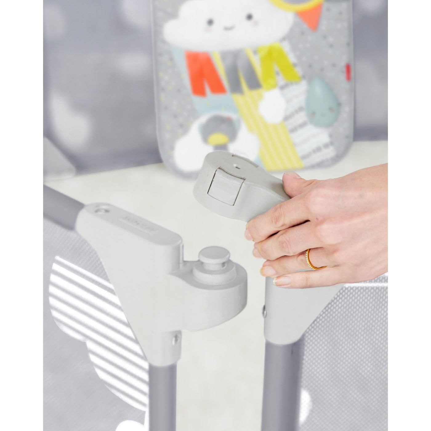 Expandable Baby Gate, Playview Enclosure, Silver Lining Cloud