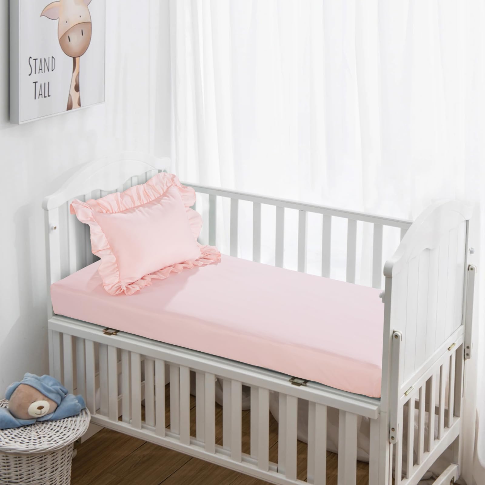 Princess Pink Crib Bedding Set with Pintuck Ruffles