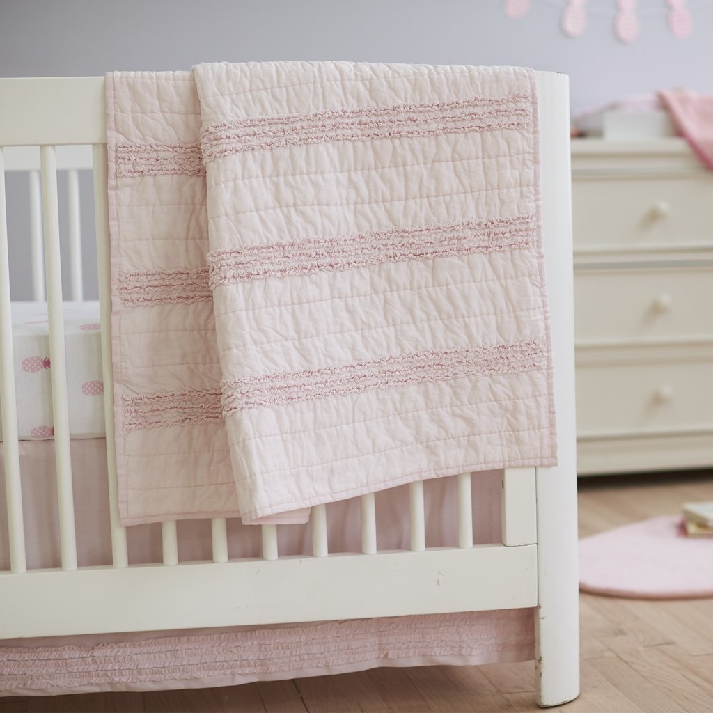 Hello Spud - Crib Skirt Petite Ruffle Pink - Cotton - 15 Inch Drop
