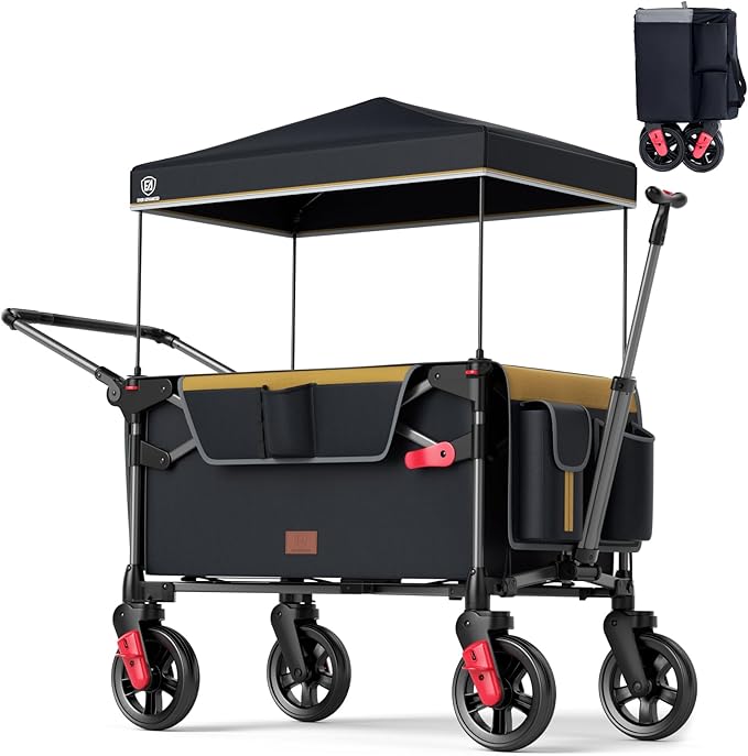 Ultra-Compact Wagon for 2 Kids, Travel Foldable Push Pull Wagon Stroller