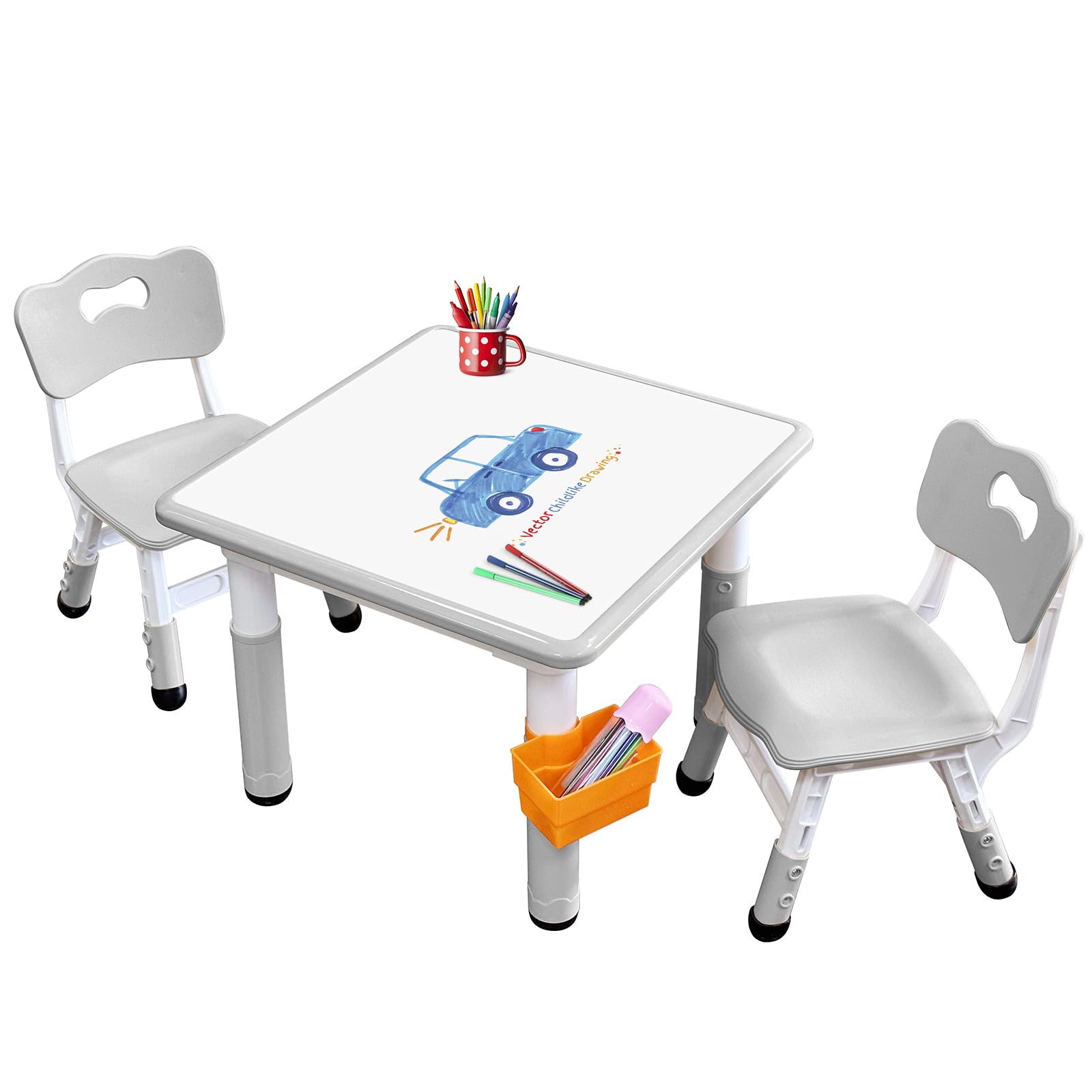Kids Table & Chair Set with Adjustable Toddler-Safe Non-Slip Legs