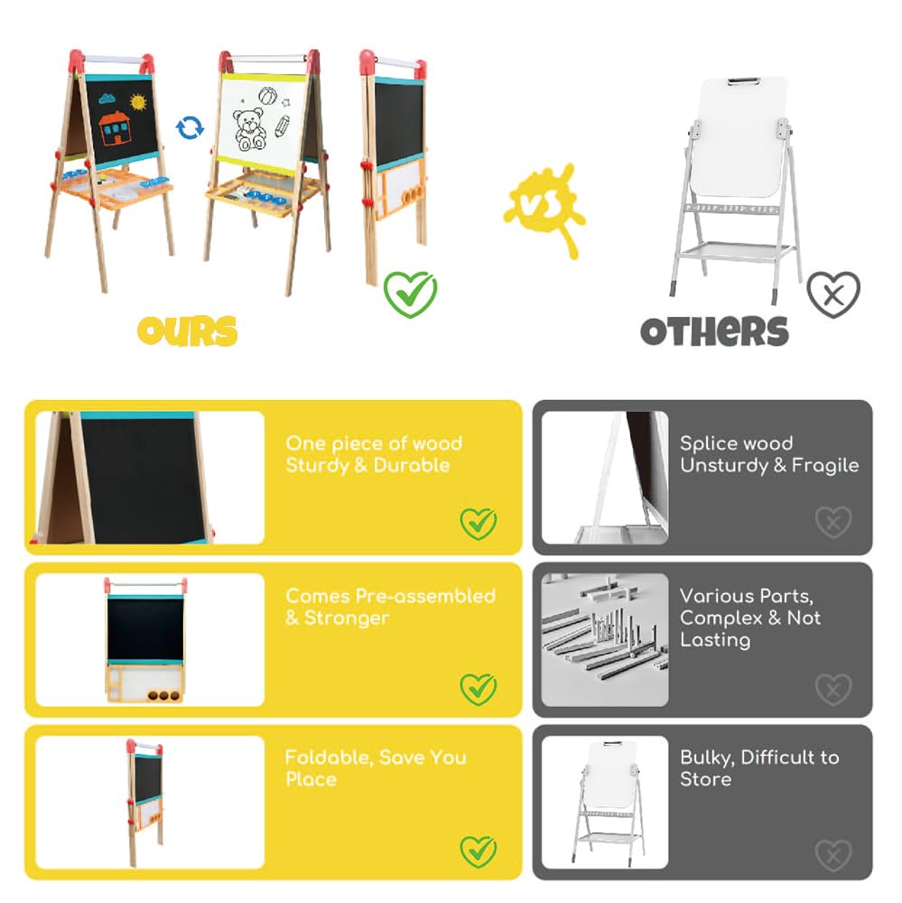 Double Sided Wooden Art Easel for Kids