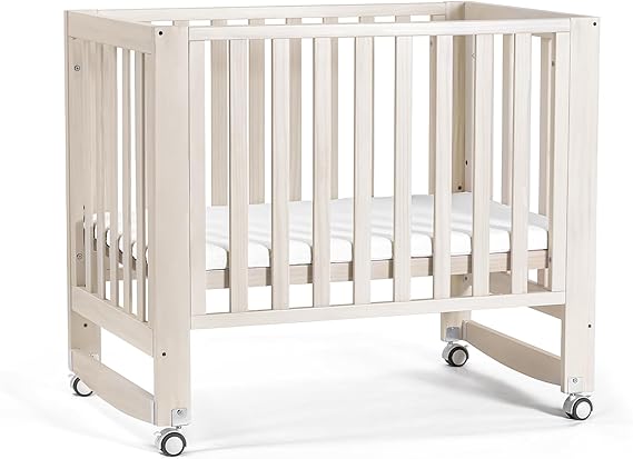 Baby Crib, 6 in 1 Convertible Mini Crib with Wheels, 100% New Zealand