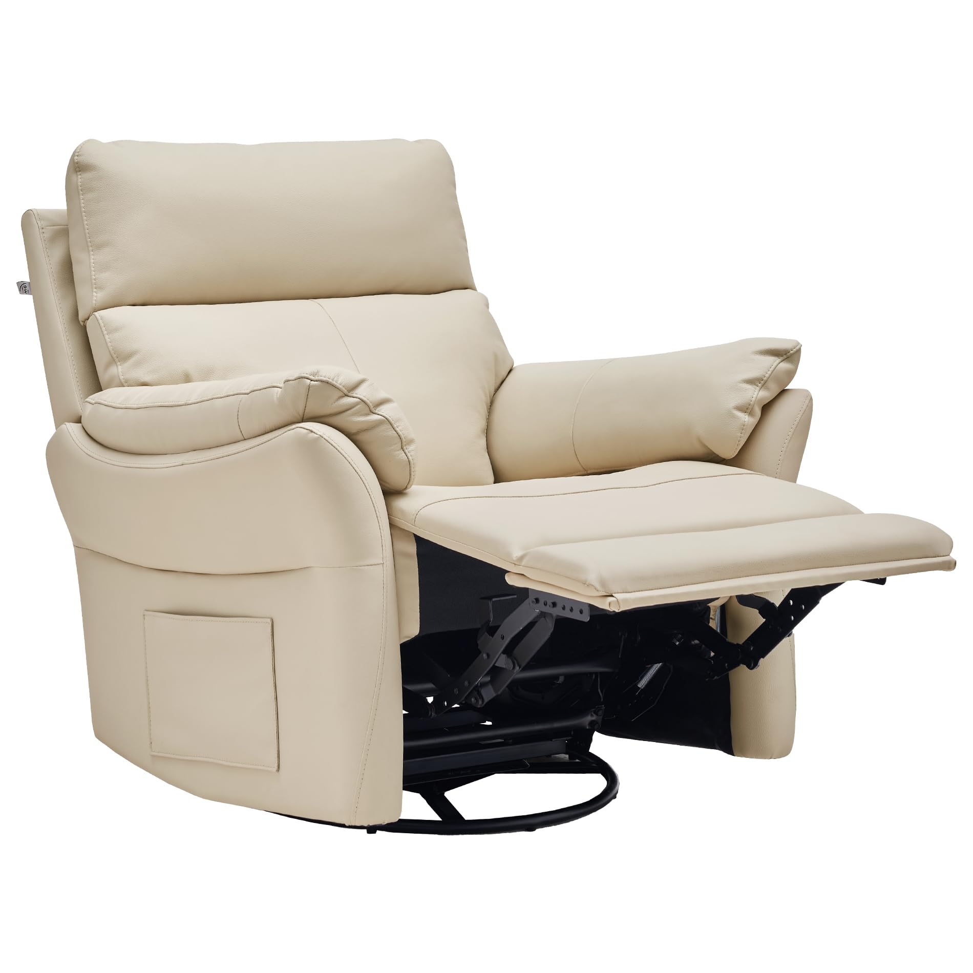 Genuine Leather Recliner Chair, Oversized Swivel Rocker Recliner