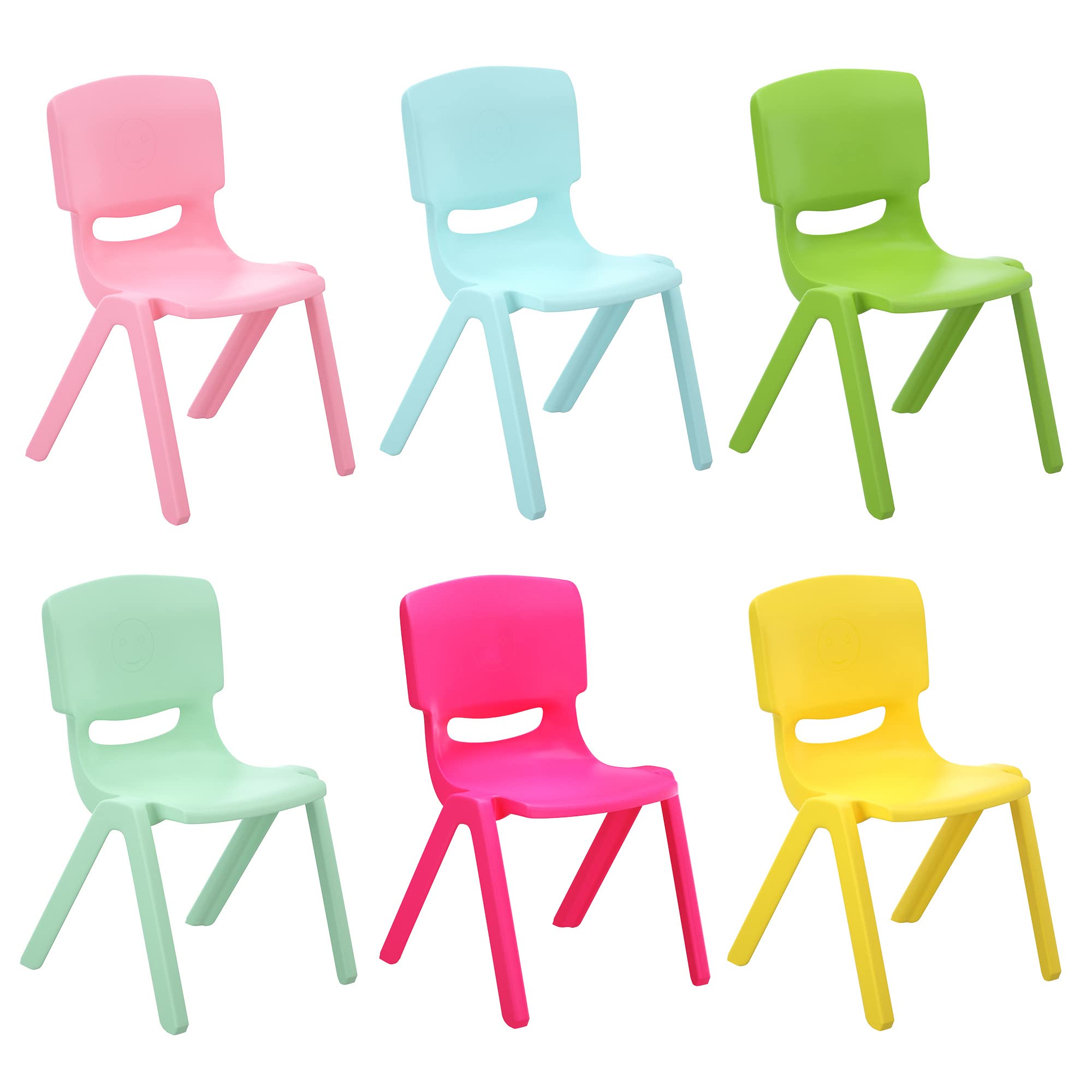 Stackable Kids School Chairs Set of 6 with 11 Inch Seat Height