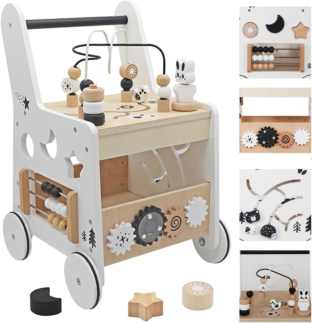 Wooden Baby Walker - 5in1 Montessori Activity Cubes