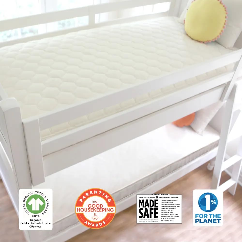2-in-1 Organic Kids Mattress with Quilted Top and Waterproof Layer