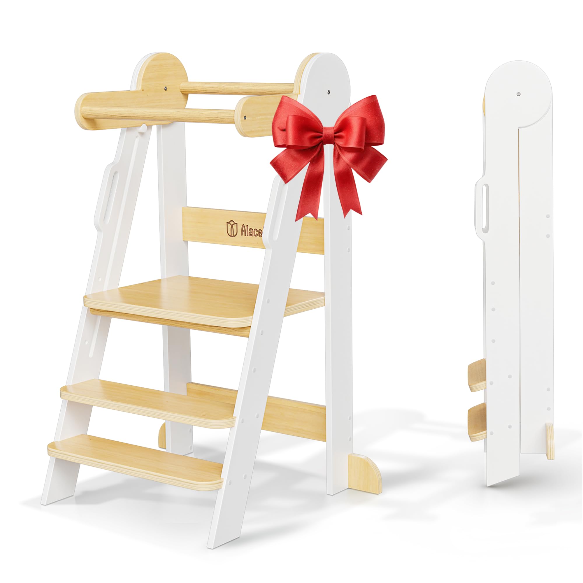 Adjustable Toddler Kitchen Step Stool with Safety Rails