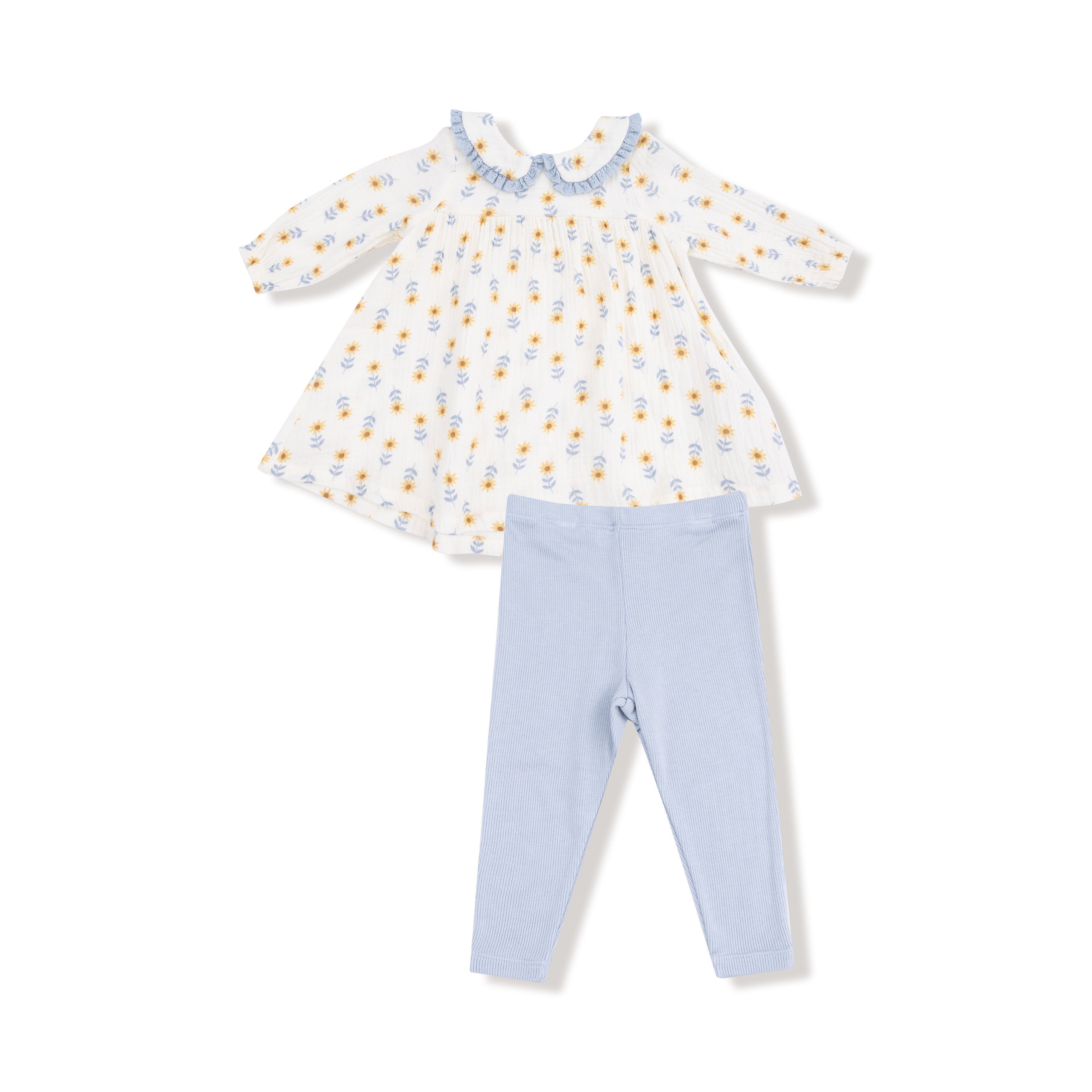 Western Sunflower - Peter Pan Collar Dress and Leggings