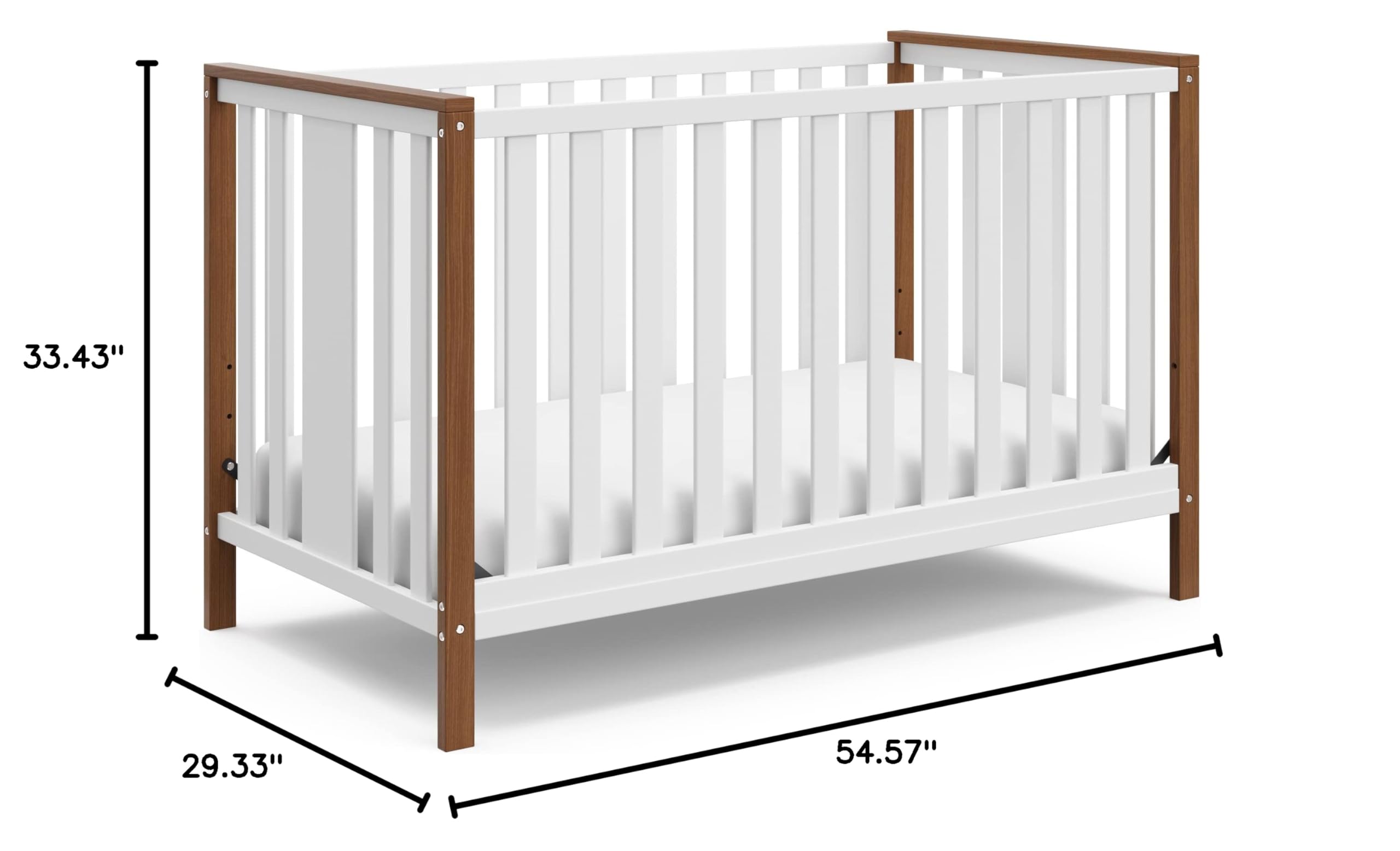 Modern Pacific 4-in-1 Convertible Crib (White with Vintage Driftwood)