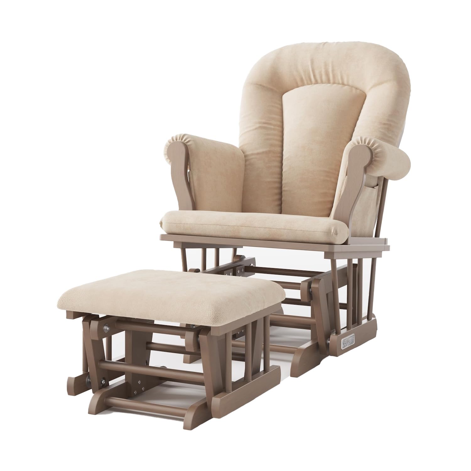 Cozy Glider Rocker and Ottoman Set, Padded Cushion