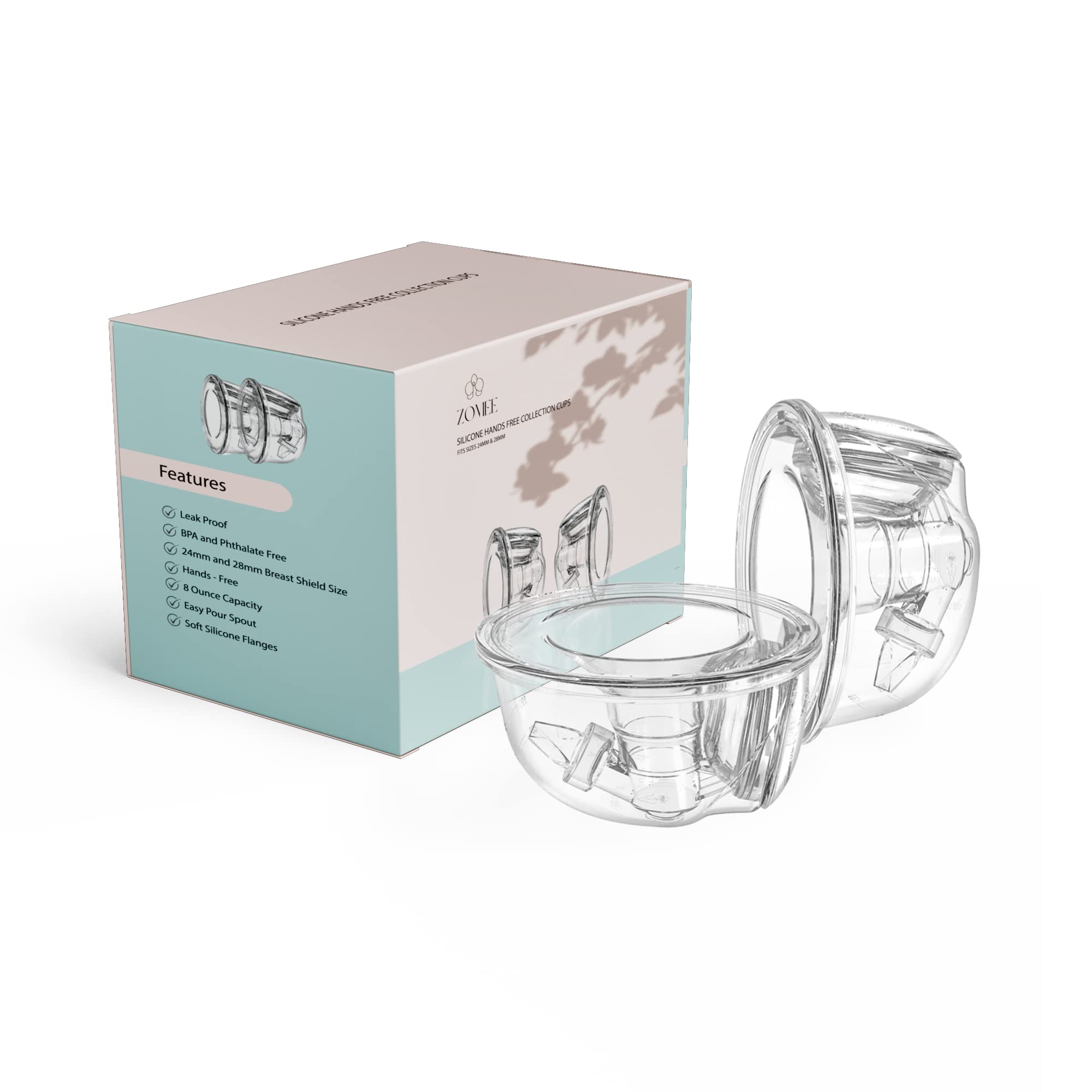 Wearable Silicone Hands Free Collection Cups 8 oz Capacity 19mm 21mm
