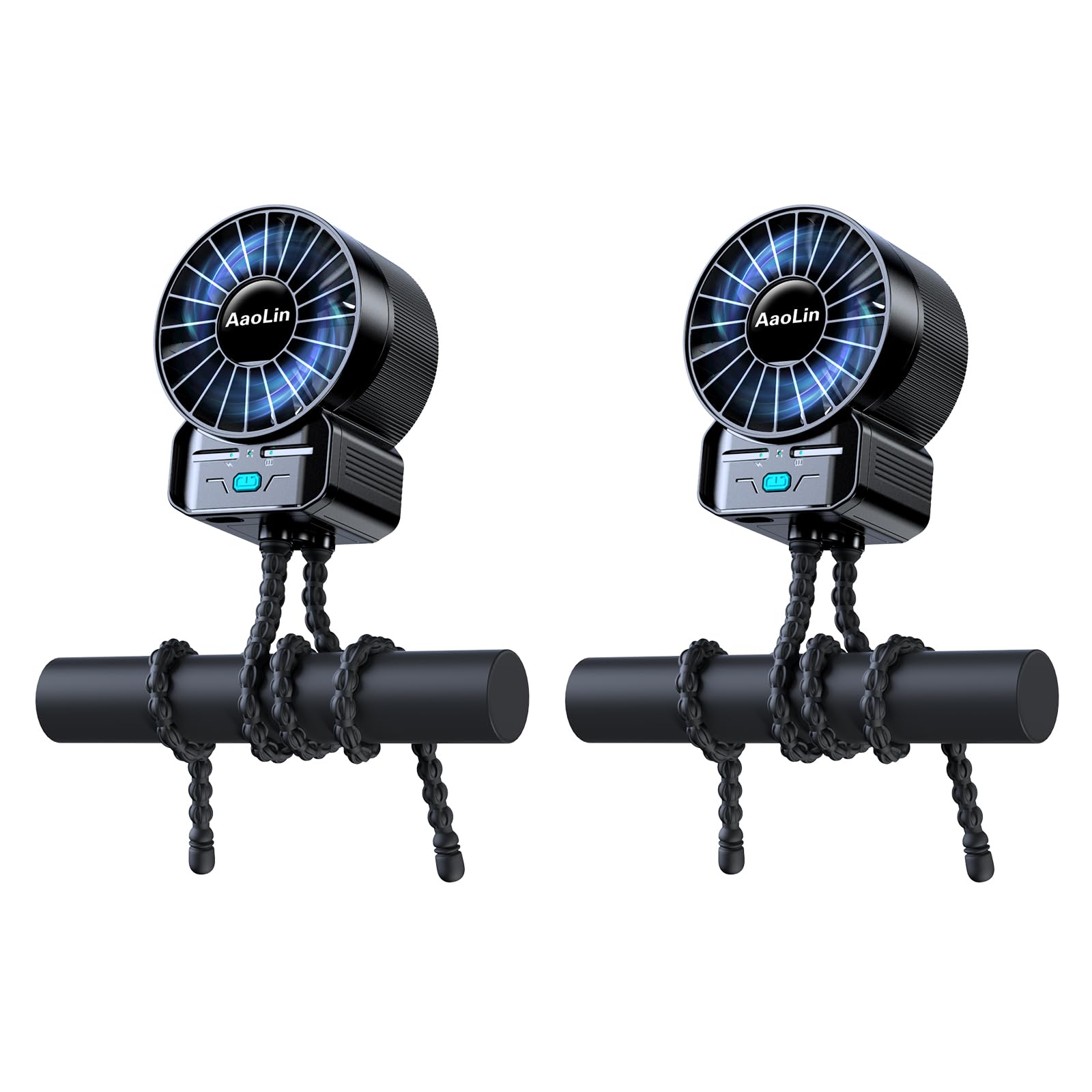 2 Pack Multifunctional Portable Stroller Fan 4 Speed 6600rpm High Speed