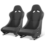 Pair of Racing Seat Universal Woven Fabric Vinyl Reclinable Bucket Seats