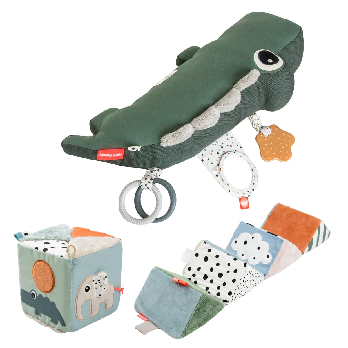 Tummy Time Activity Toys - Soft Pillow with Teether and Fold-Out Sensory