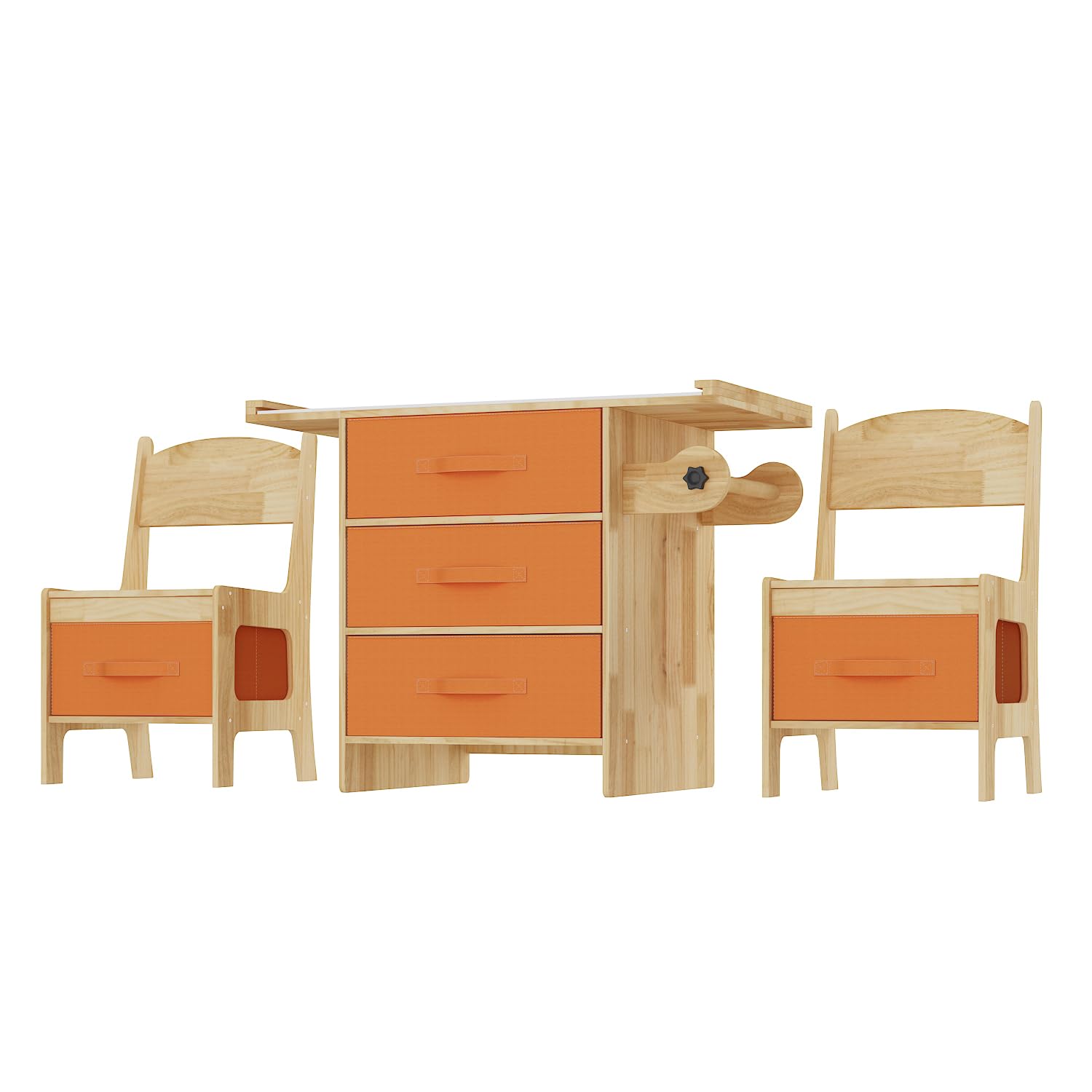 Kids Table and Chair Set 3 in 1 Wooden Toddler Table with Storage