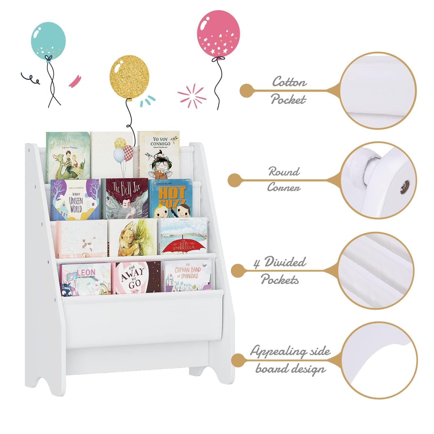 4-Tier Kids Bookshelf Storage Organizer