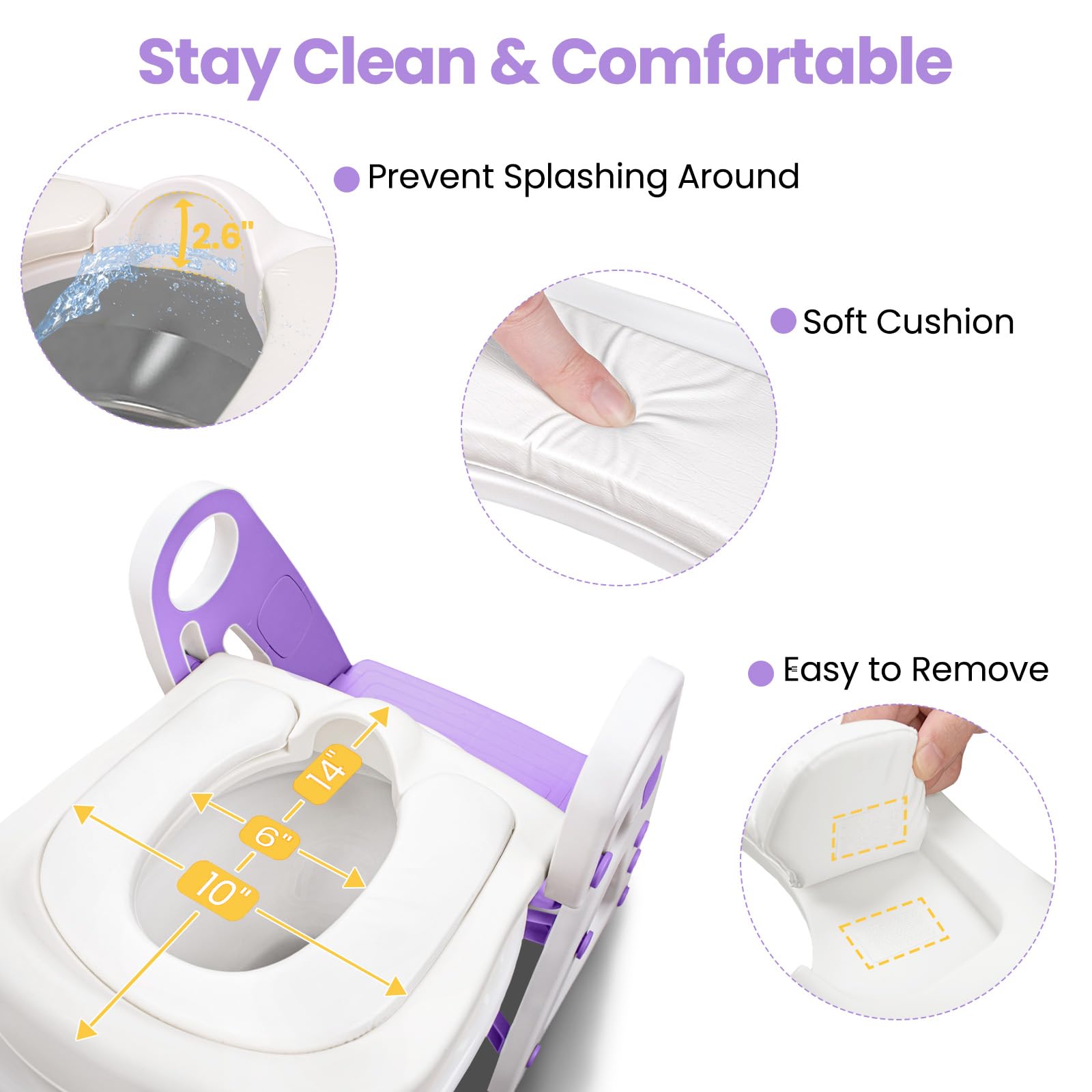 Primlect Potty Training Seat, 2-in-1 Toddler Toilet Seat with Step Stool, Ultra-Stable Potty Chair Attachment, Adjustable Seat and Step Ladder, Non-Slip Design, Splash Guard for Boys and Girls(Blue)