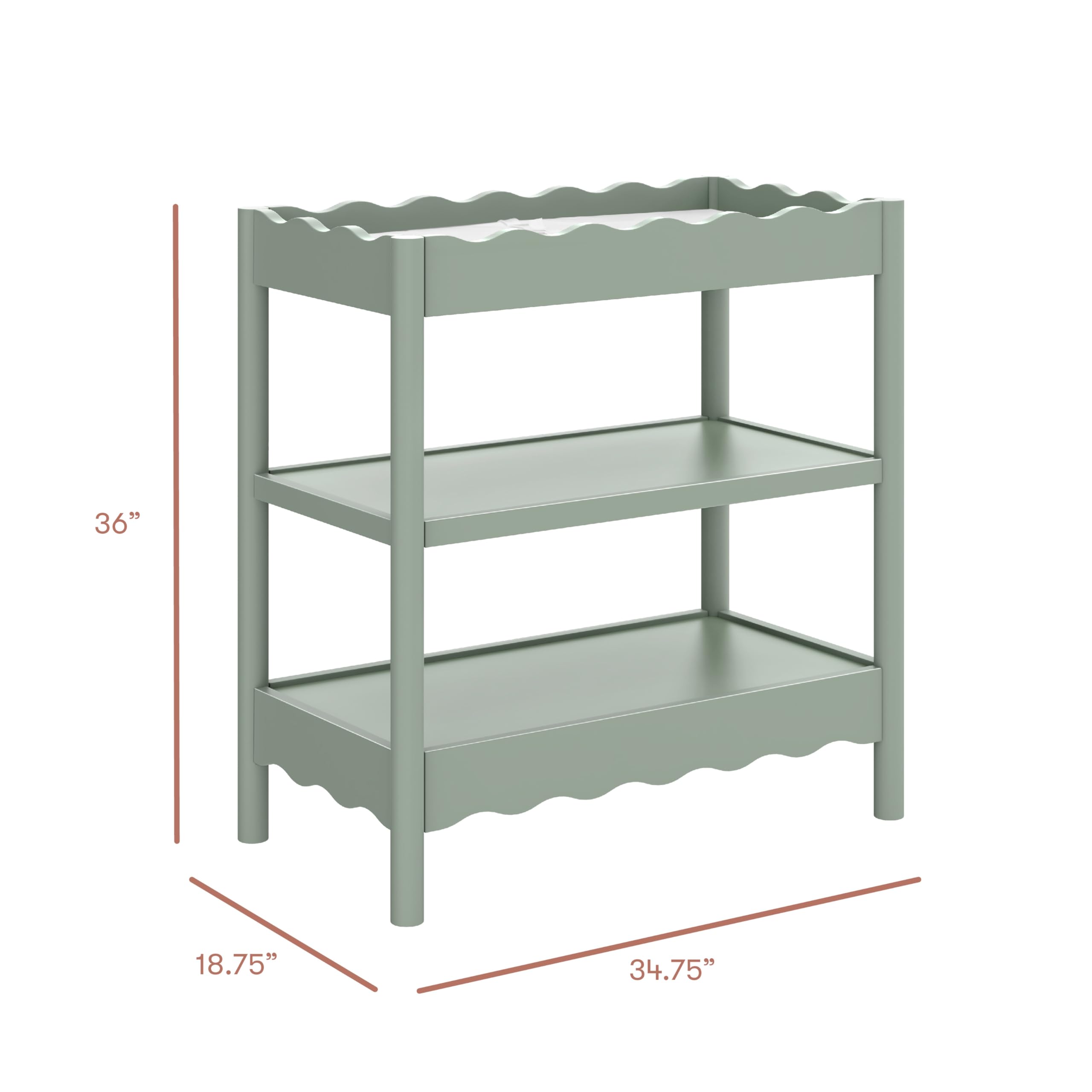 Modern Changing Table with Shelves