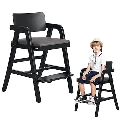 Solid Wood high Chairs for Toddlers,High Chair Grows with Kid for Dining