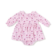 Rose Garden Trellis - Long Sleeve Peter Pan Ruffle Collar Bubble with Skirt