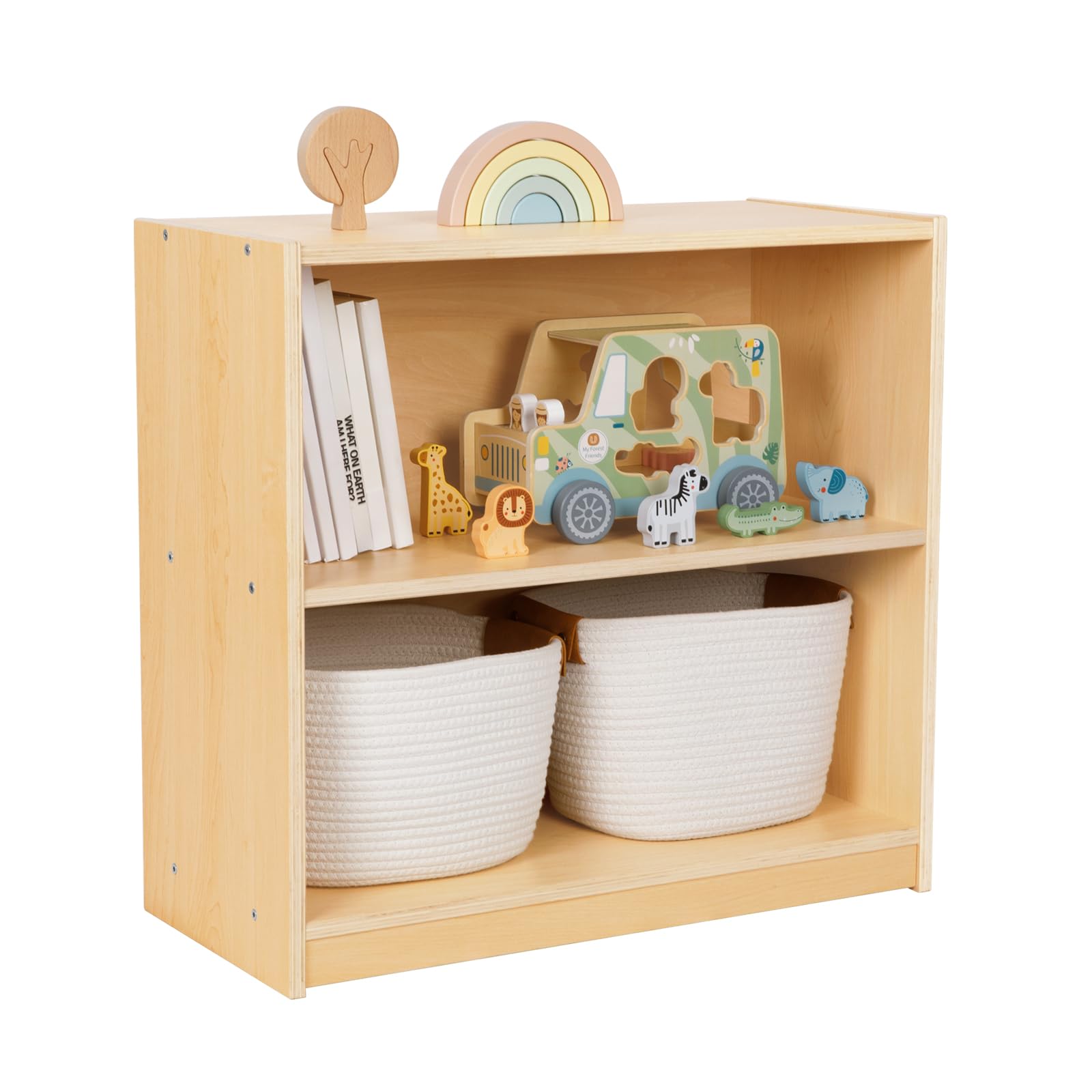 Montessori Shelf and Toy Storage, Compact Toddler Bookshelf for Small Space