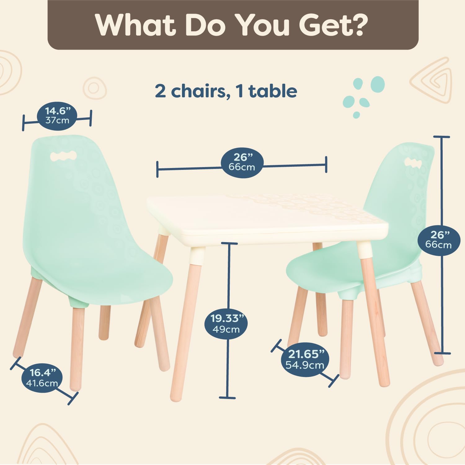 Kids Table and Chair Set - Toddler Furniture with 2 Chairs