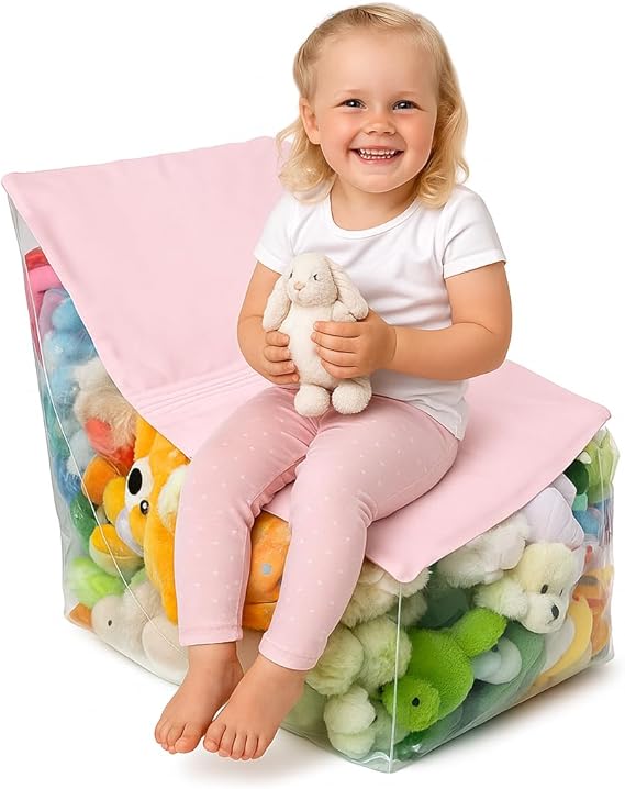 Stuffed Animal Storage Chair – Clear Bean Bag for Stuffed Animals
