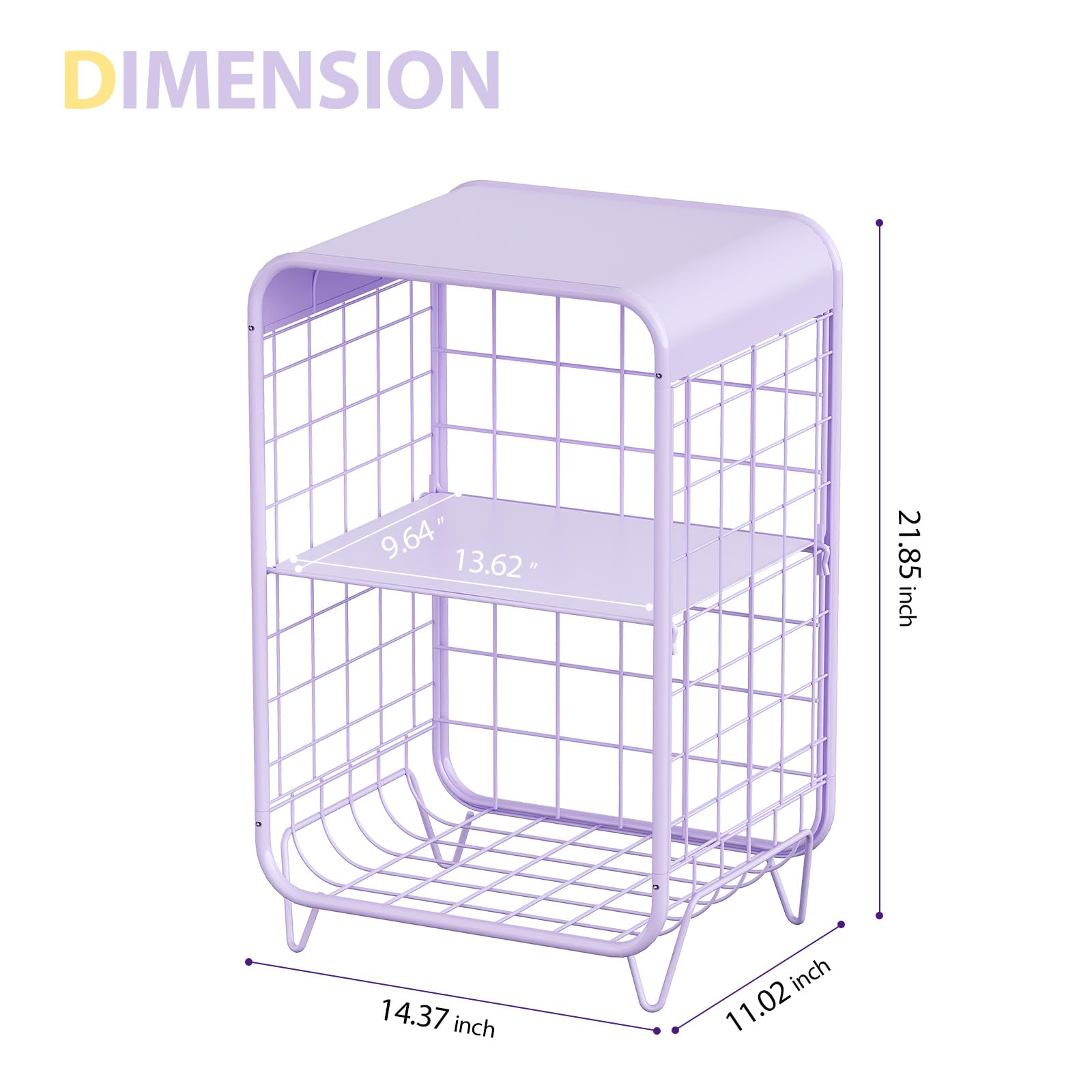 3-Tier Metal Side Table with Storage