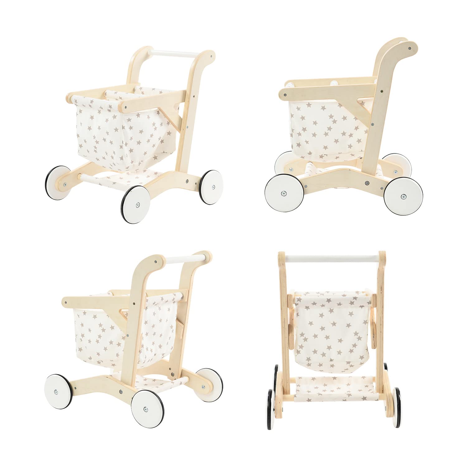 Push Walker Doll Stroller, Push Toy for Toddler, Shopping Cart