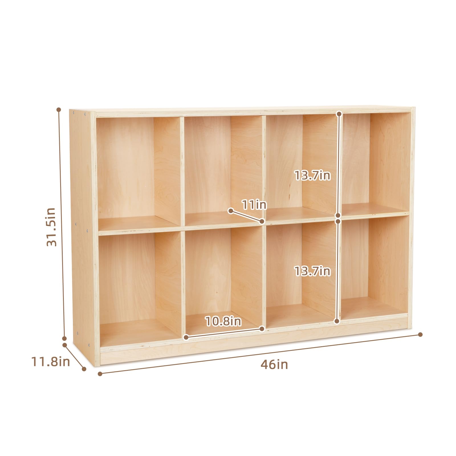 8-Compartment Wooden Storage Cabinet for Kids - Toy Organizer Bookshelf