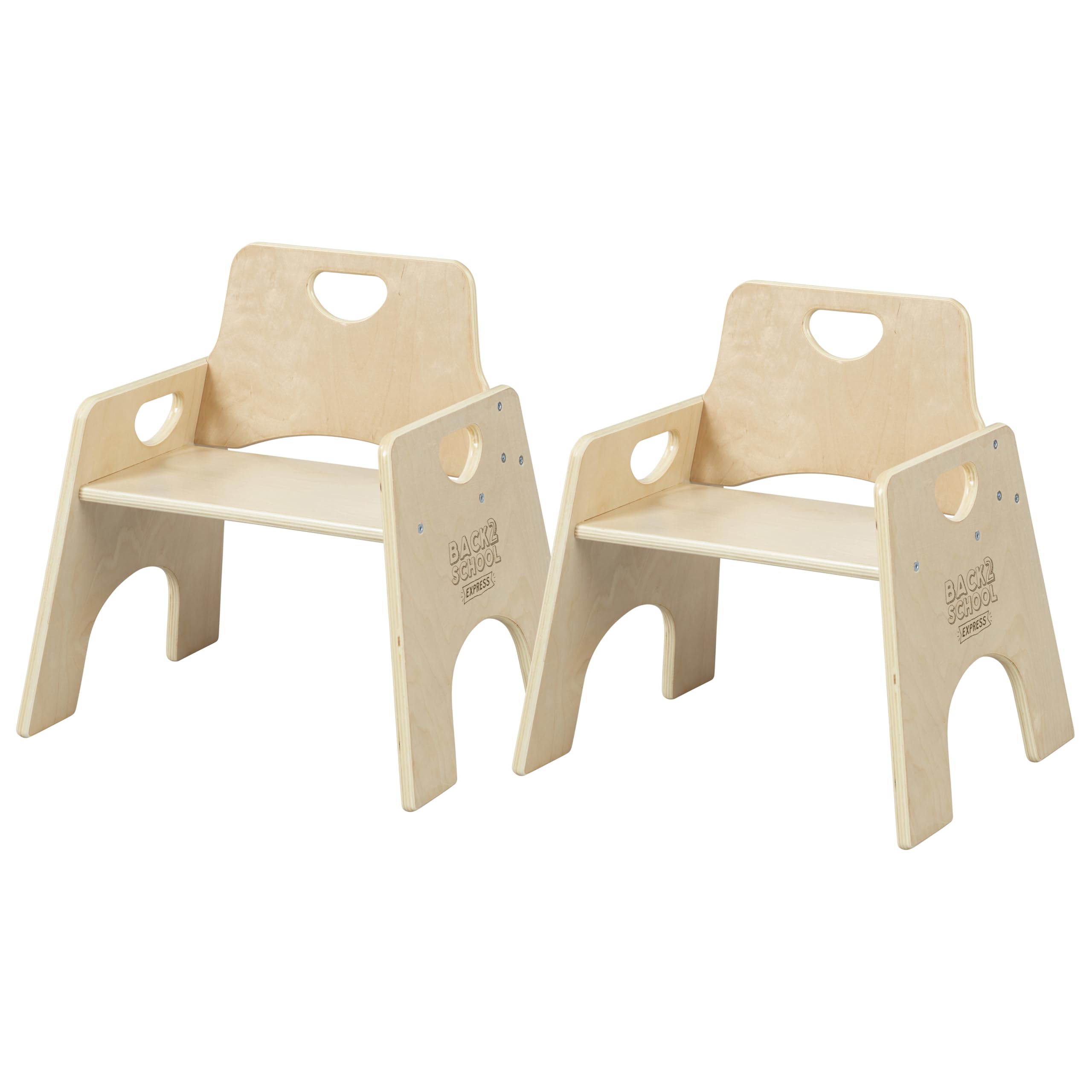 Express Wooden Toddler Chairs, 10", Stackable Chairs, Natural, 2-Pack