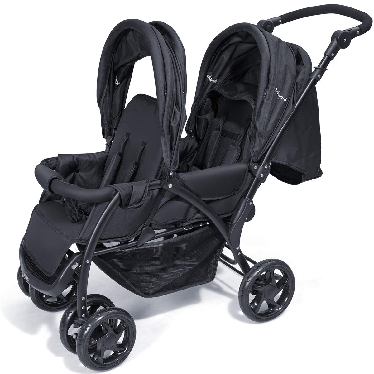 Double Stroller, Foldable Lightweight Twin Stroller with Tandem Seating
