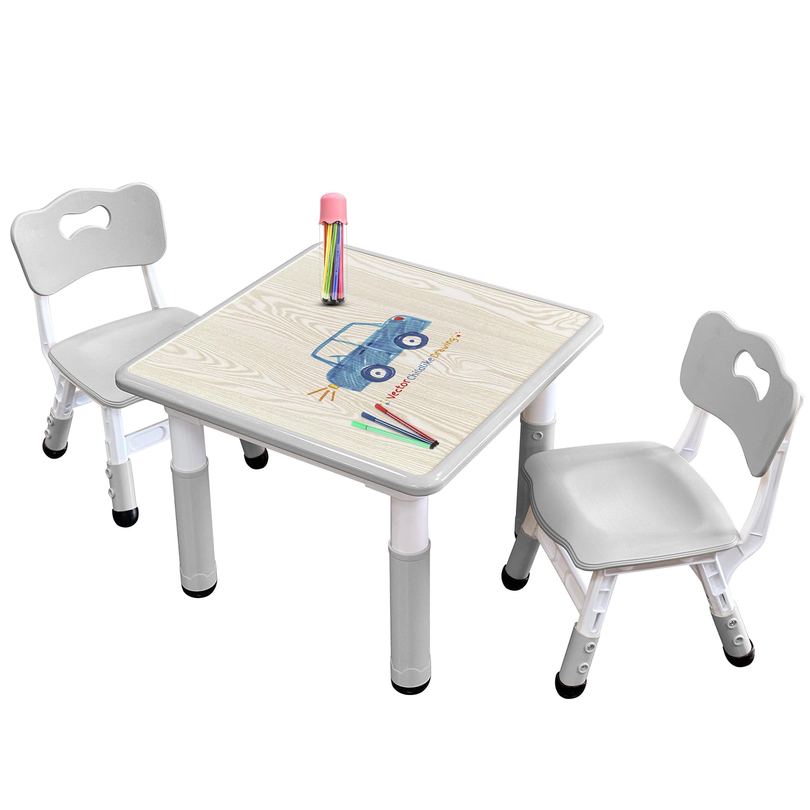Kids Table and Chair Set with Adjustable Height