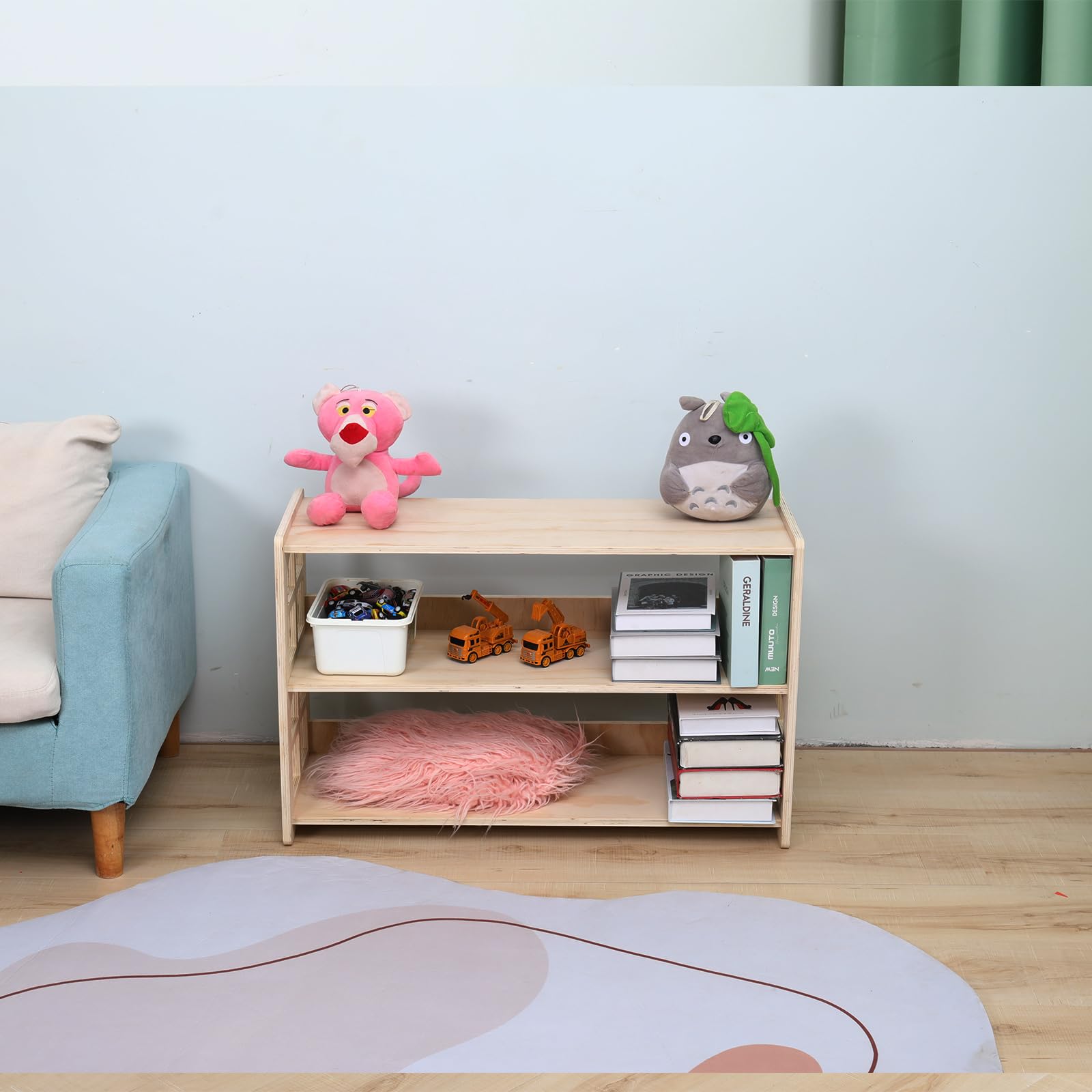 Montessori Bookshelf Toy Shelf Kids Storage Organizer for Toys Book