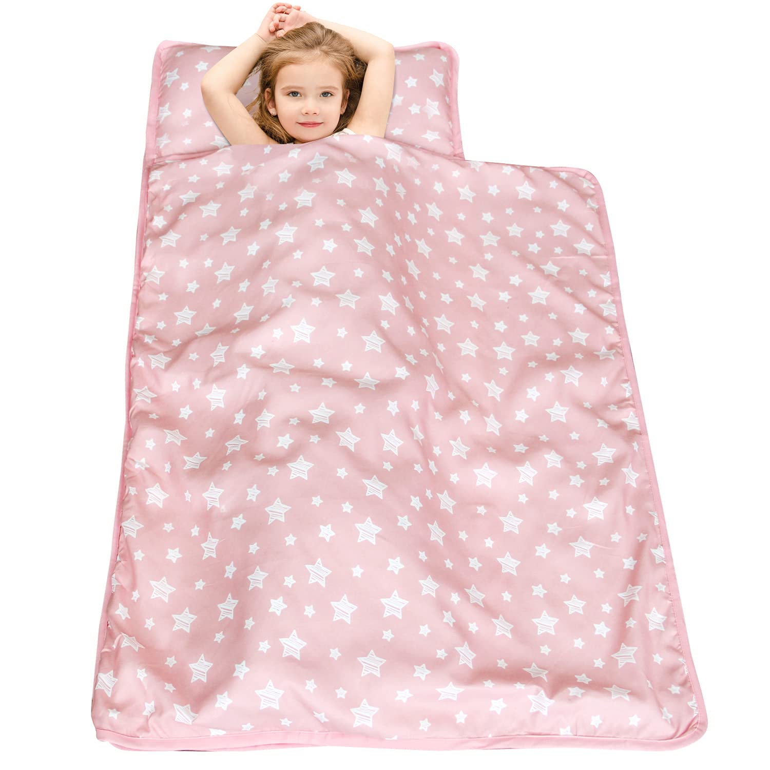 Mat Pink for Girls Kids Sleeping Mat and Fleece Blanket