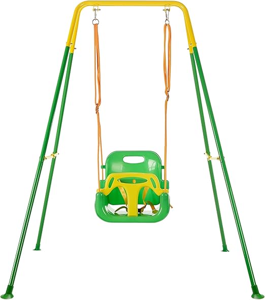 3-in-1 Toddler Swing Set with 4 Sandbags, Indoor/Outdoor Baby Swing