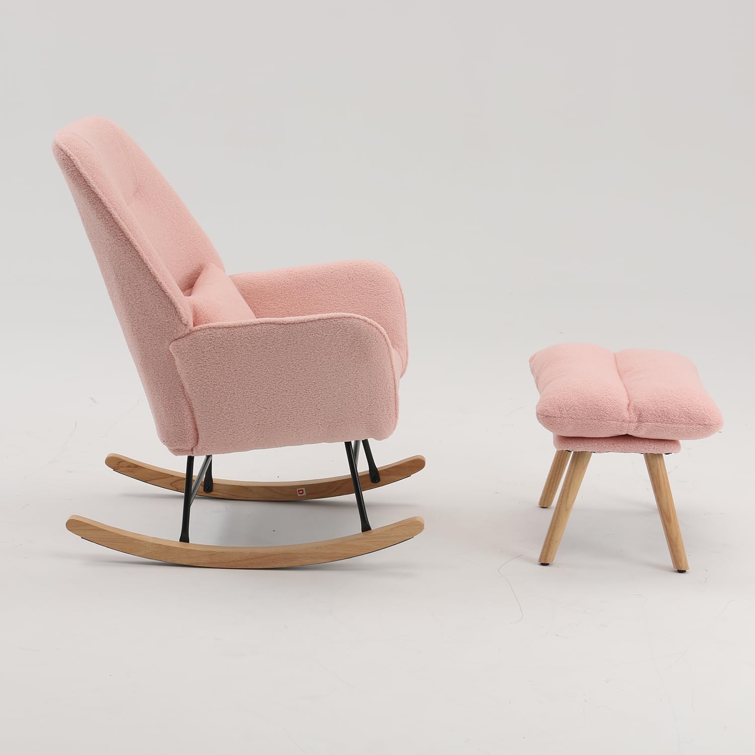 Chair with Ottoman and Pillow, Sherpa Furry Accent Arm Chair Lounger