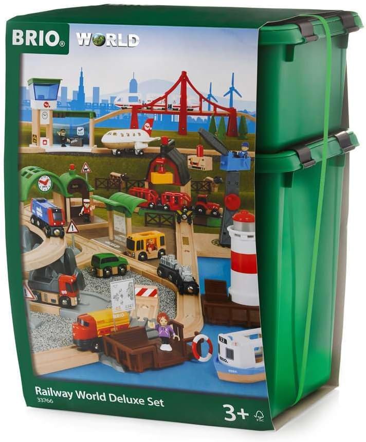 World Railway World Deluxe Set - 106-Piece FSC-Certified Wood and Accessory