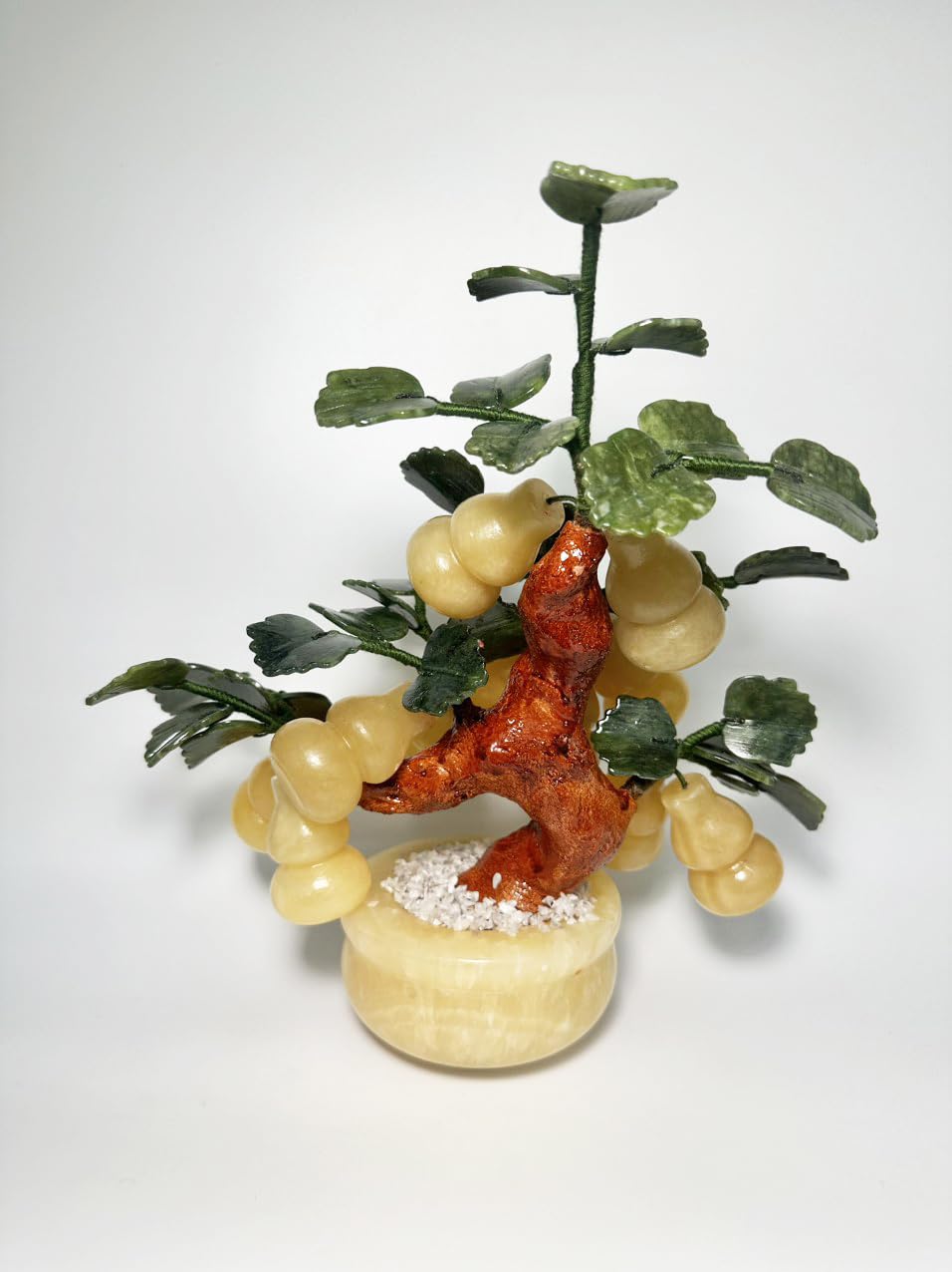Feng Shui Yellow Jade Gourd Money Tree 12.6" High