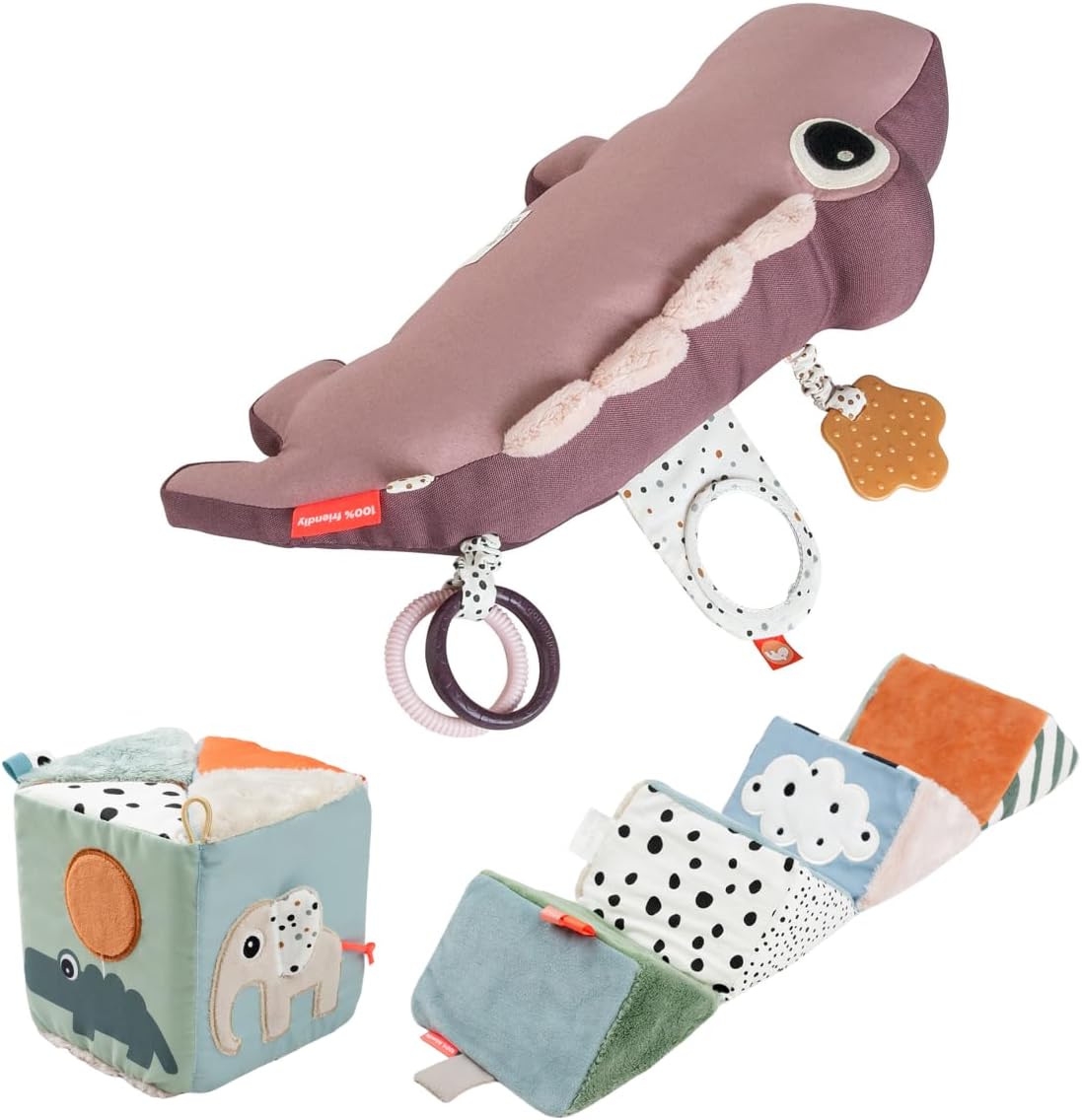 Croco Tummy Time Activity Toy and Deer Friends Fold-Out Sensory Cube - Sensory Play
