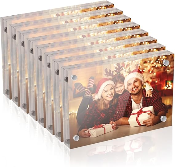 5 x 7 Acrylic Picture Frames 8 Pack, Clear Picture Frames Frameless Magnetic Picture