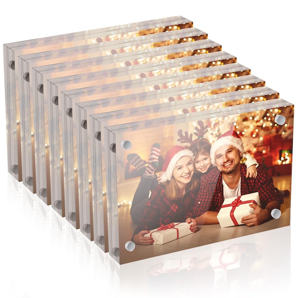 5 x 7 Acrylic Picture Frames 8 Pack, Clear Picture Frames Frameless Magnetic Picture